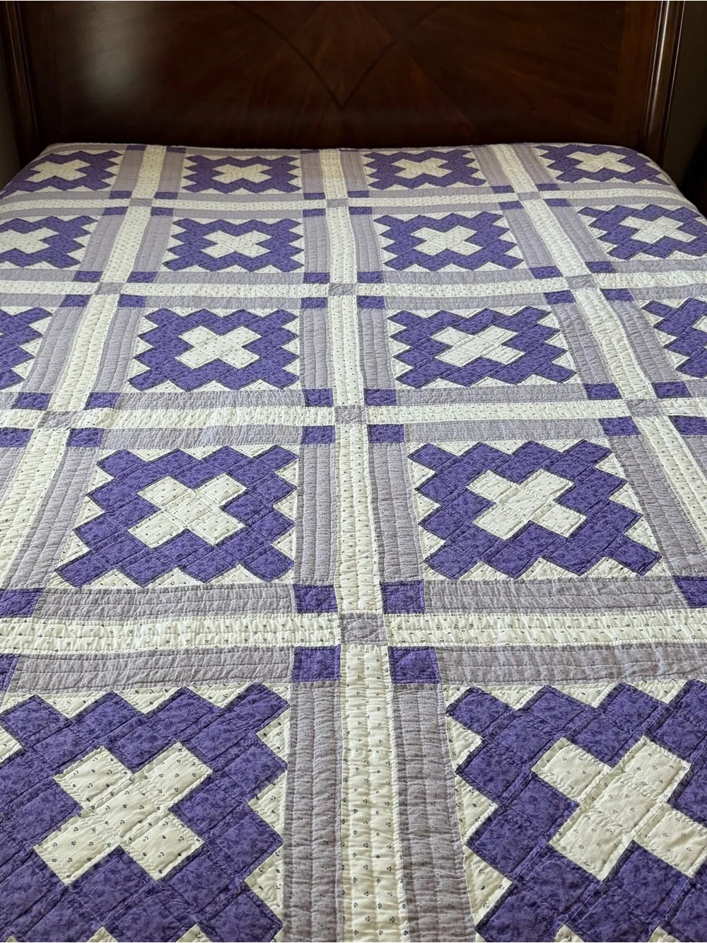 Hand Pieced Hand Quilted Amish Style King Quilt 102x88